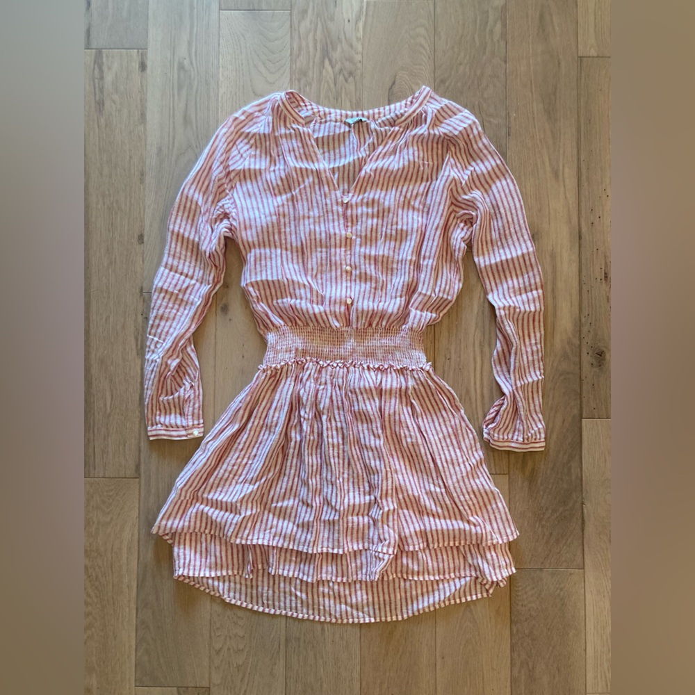 Rails Pink and White Striped women’s long sleeve dress